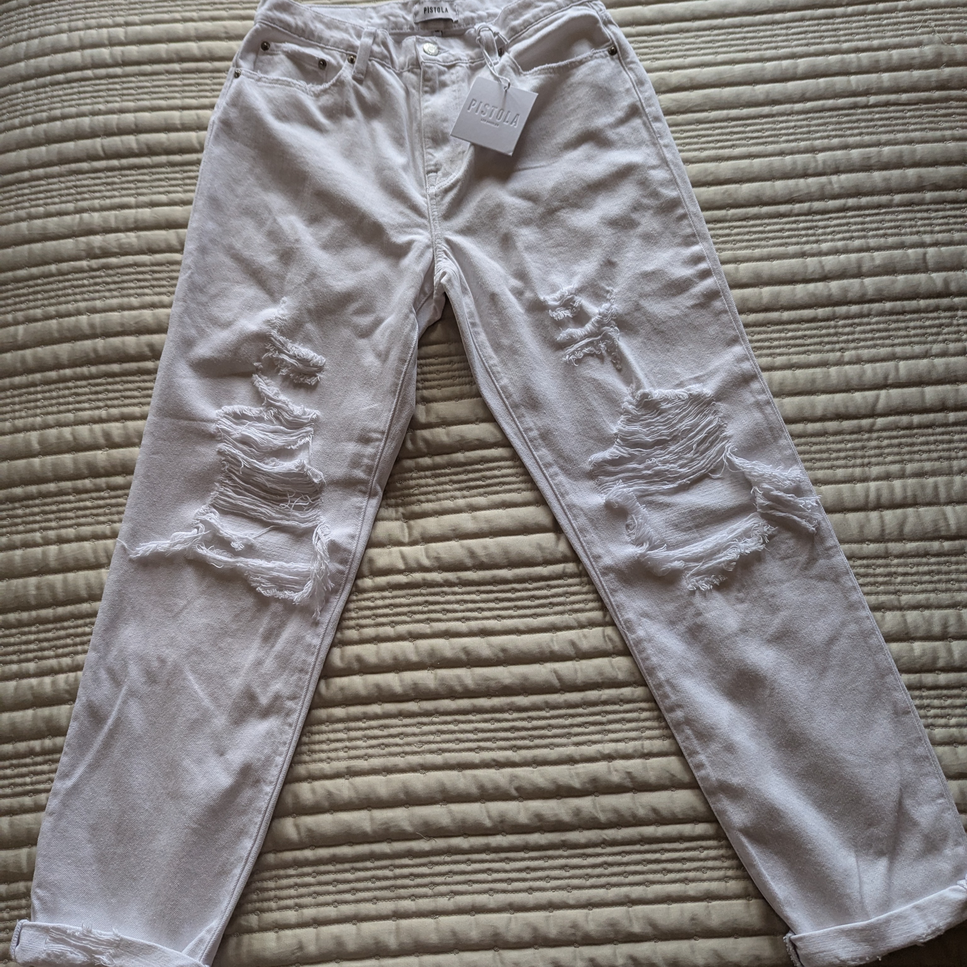 Pistola Distressed White Jeans